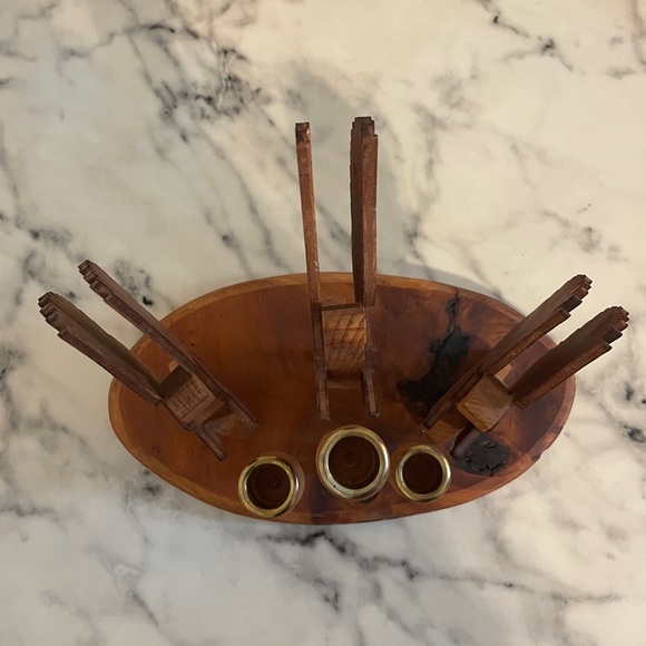 Primitive Wooden Hand Made Triple Angel Taper Candle Stick Holder - Picture 10 of 12